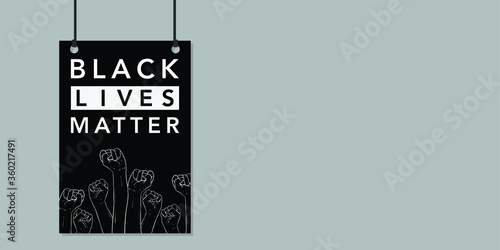 Black lives matters. Social poster, banner. Stop racism police violence. I can't breathe. Flat vector illustration. banner, design concept, sign, with black and white text on a flat black background.