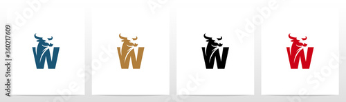 Tablou canvas Buffalo Head On Letter Logo Design W