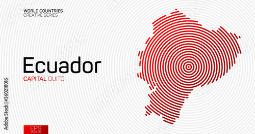 Abstract map of Ecuador with red circle lines