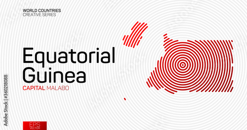 Abstract map of Equatorial Guinea with red circle lines