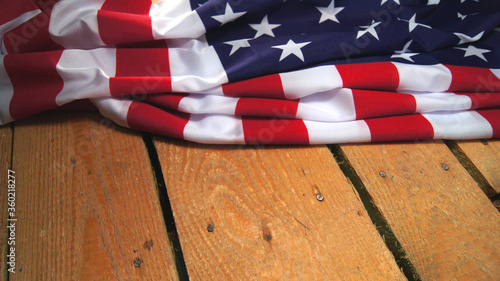 Flag of the United States of America on wooden wooden floor | The Star Spangled Banner