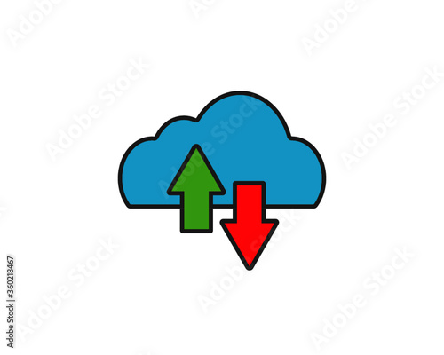 Cloud sync arrow line icon. Backup and restore data cloud storage sign for mobile concept and web design, cloud upload and download arrows.