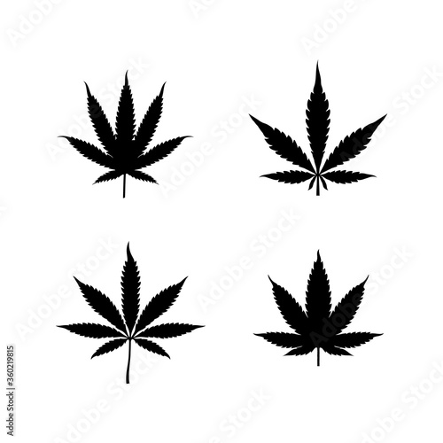 Silhouette cbd cannabis marijuana hemp leaf logo design