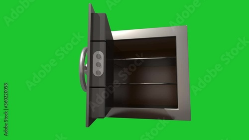 Closing an armored safe with a reliable lock. Animation of a safe Deposit box at the front