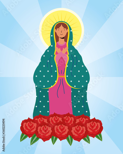 assumption of beautiful mary virgin with roses
