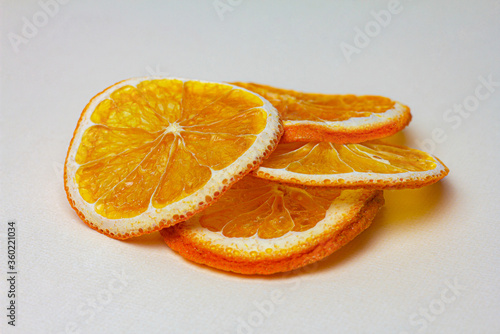 dried orange slices isolated on white background