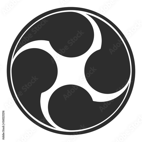 vector monochrome icon with japanese symbol Tomoe
