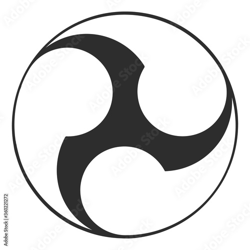 vector monochrome icon with japanese symbol Tomoe
