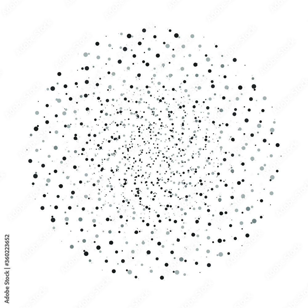 Obraz premium Distress halftone vortexes texture, round shape, random dots texture, spiral dotted pattern 