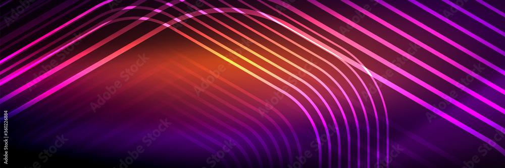 Shiny neon lines, stripes and waves, technology abstract background. Trendy abstract layout template for business or technology presentation, internet poster or web brochure cover, wallpaper Shiny neon lines, stripes and waves, technology abstract background. Trendy abstract layout template for business or technology presentation, internet poster or web brochure cover, wallpaper