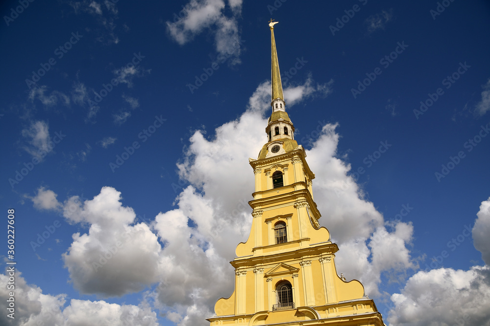 Peter and Pauls cathedral at Peter and Pauls fortress. Saint-Petersburg, Russia. Color photo. Peter and Pauls cathedral at Peter and Pauls fortress. Saint-Petersburg, Russia. Color photo.