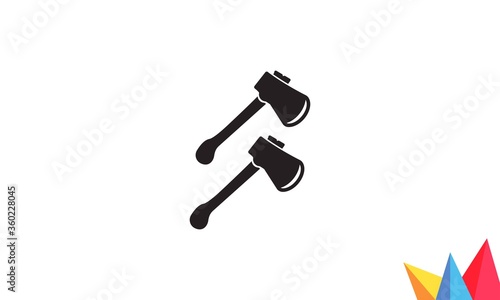 crossed axe and hammer, rustic vector collection isolated on white background, hipster logo design element