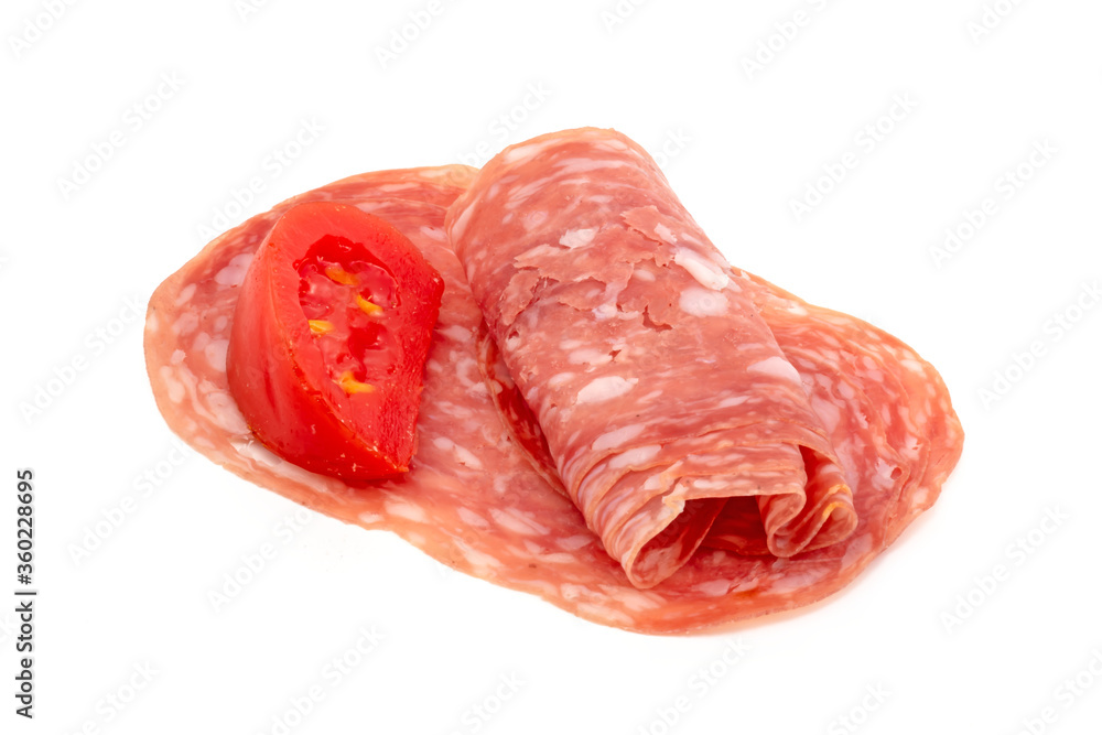 In hauchdünne Scheiben geschnittene italienische Salame In hauchdünne Scheiben geschnittene italienische Salame