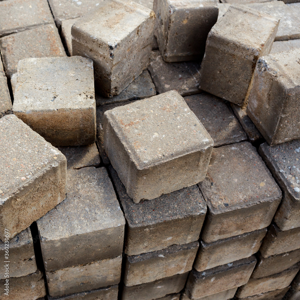 Used concrete tiles for sidewalks. Used concrete tiles for sidewalks.