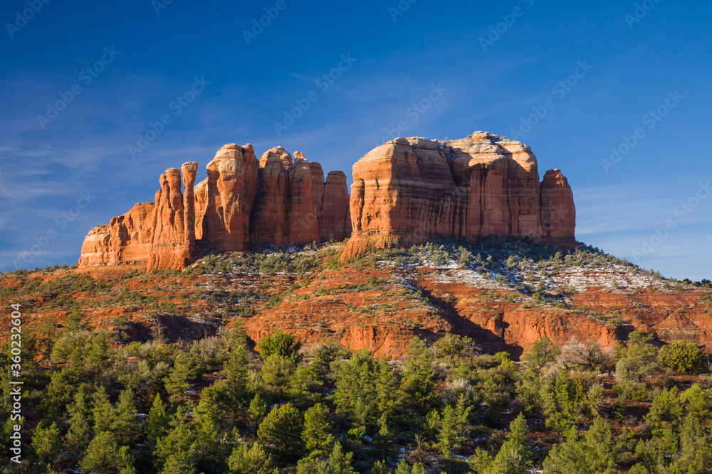 The red rocks near Sedona, Arizona contrast with a beautifll blue sky.