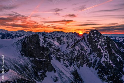 Sunrise in the Swiss mountains