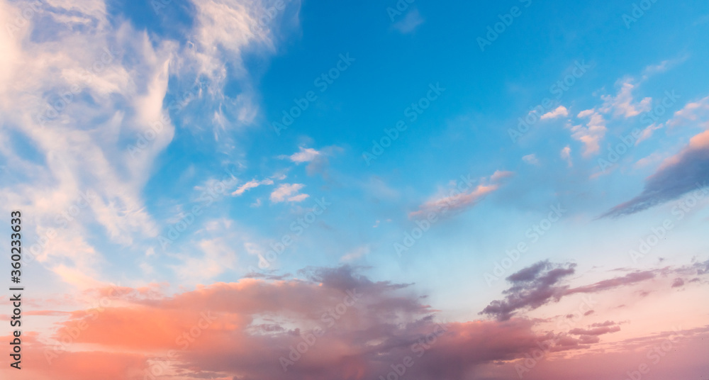Beautiful sunrise, with colorful clouds on the sky. Nature sky backgrounds.