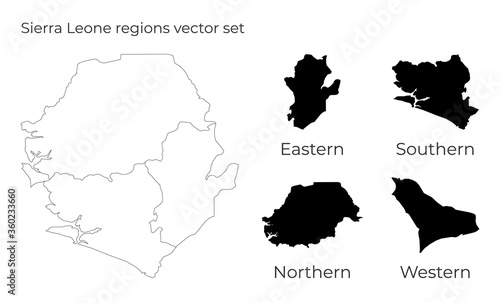 Sierra Leone map with shapes of regions. Blank vector map of the Country with regions. Borders of the country for your infographic. Vector illustration.