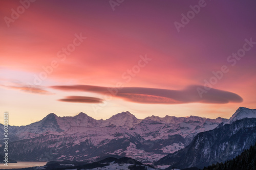 Sunrise in the Swiss alps, Switzerland, Gantrisch