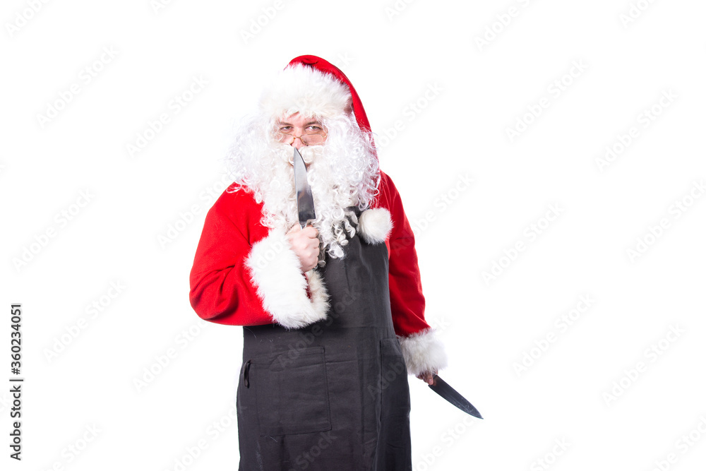 Santa Claus is preparing dinner. 