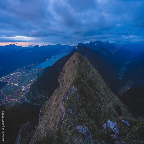 Scenic mountain ridge in the Swiss alps, Switzerland, Bernese Highlandes