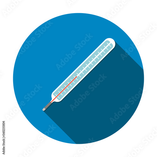Flat thermometer in a blue circle.