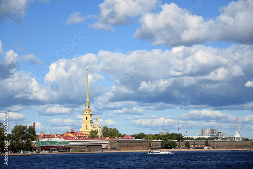 Peter and Pauls cathedral at Peter and Pauls fortress. Saint-Petersburg  Russia. Color photo.