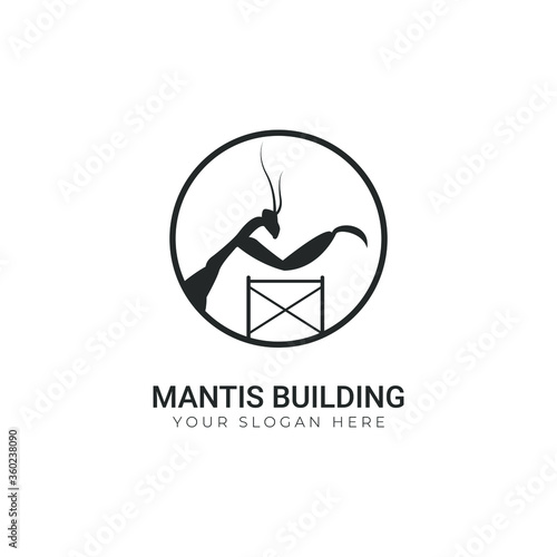 Mantis logo design. Vector design of silhouette mantis