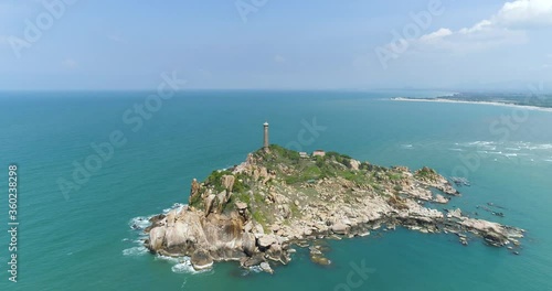Aerial view of Ke Ga Lighthouse in Binh Thuan Province, Vietnam.