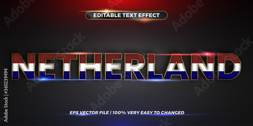 Netherland word with national flags - Editable text effect