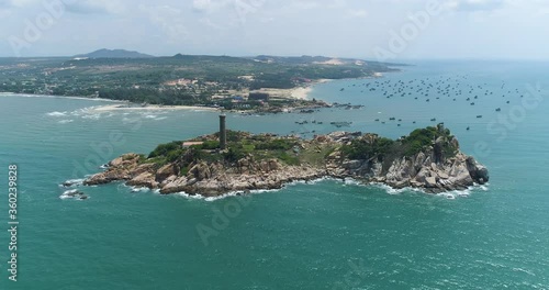 Aerial view of Ke Ga Lighthouse in Binh Thuan Province, Vietnam.