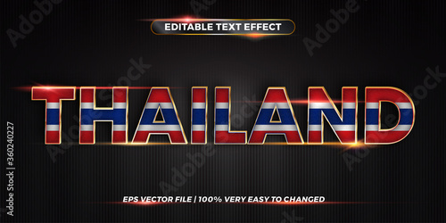Editable text effect, Thailand word with national flag
