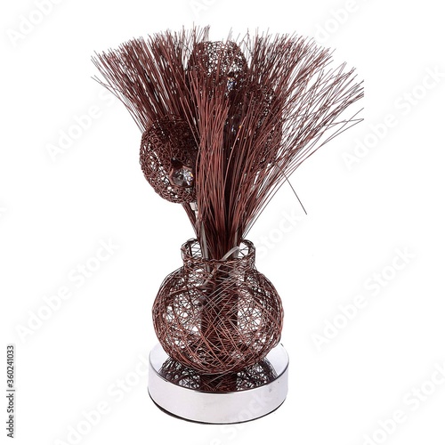 Stylish decorative floral lamp on white background