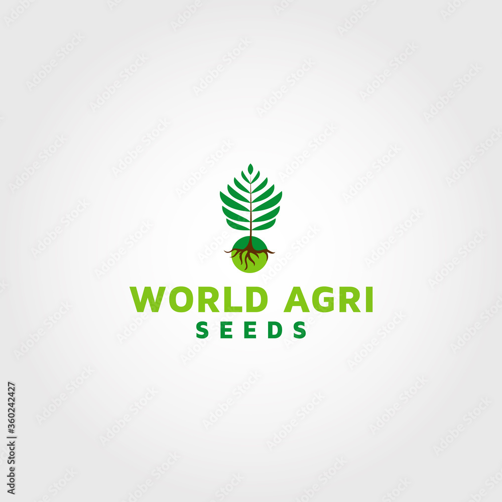 World Agriculture seeds vector logo design World Agriculture seeds vector logo design