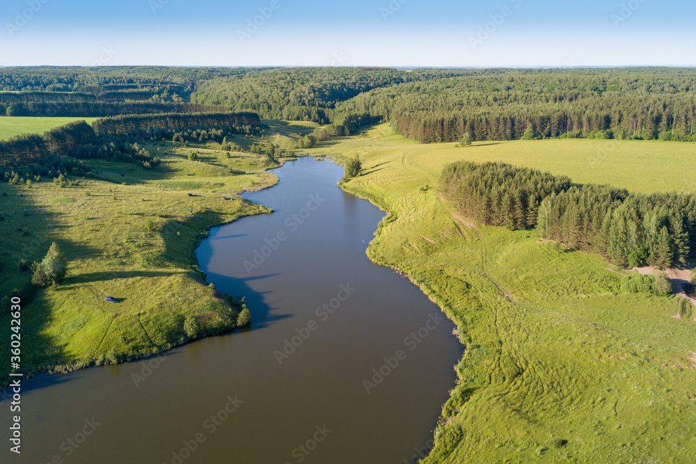 Fototapeta premium view of the reservoir on the Serezha river in the Nizhny Novgorod region