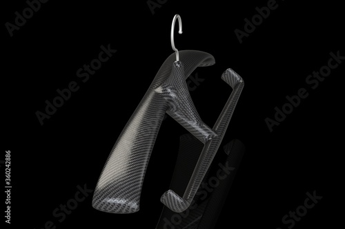 Hanger for drying a wetsuit on a black background. 3D render