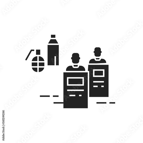 Mob violence glyph black icon. Civil unrest, vandalism. Social protest. Pictogram for web page, mobile app, promo.