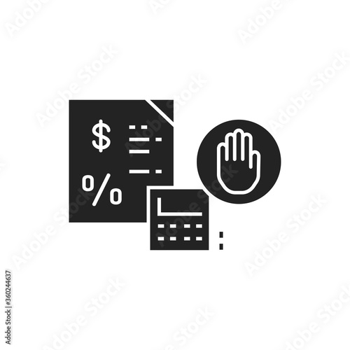 Tax resistance glyph black icon. Protesting against government, labor movement. Social protest. Pictogram for web page, mobile app, promo.