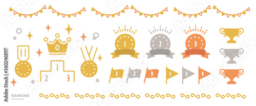 Gold, silver and bronze Ranking icon set / Flat design 1st place, 2nd place, 3rd place