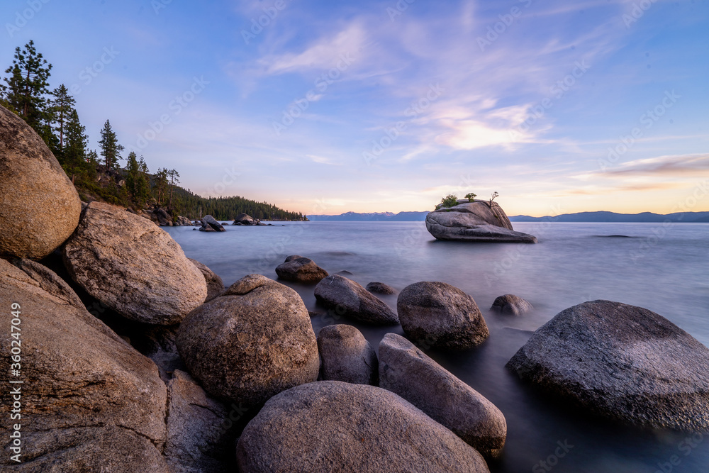 Lake Tahoe's Bonsai Rock at Sunset Lake Tahoe's Bonsai Rock at Sunset