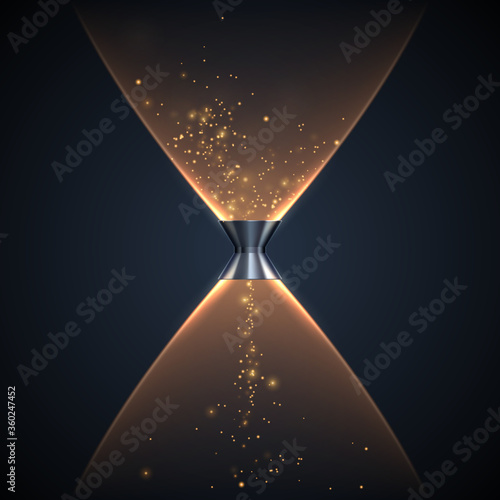 Abstract hourglass illustration with gold glow effect