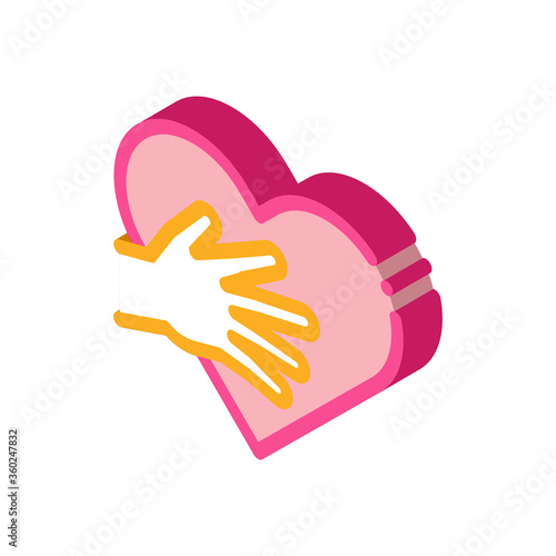 touch heart icon vector. isometric touch heart sign. color isolated symbol illustration