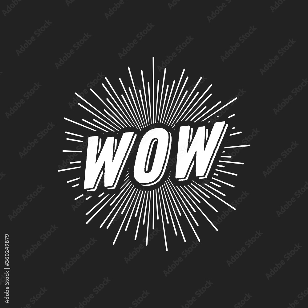 Wow Sun Burst Amazing Isolated Vector Text Illustration Wow Sun Burst Amazing Isolated Vector Text Illustration