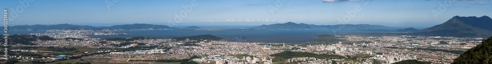 view from the peak of the white stone, from the cities of the great Florianópolis
