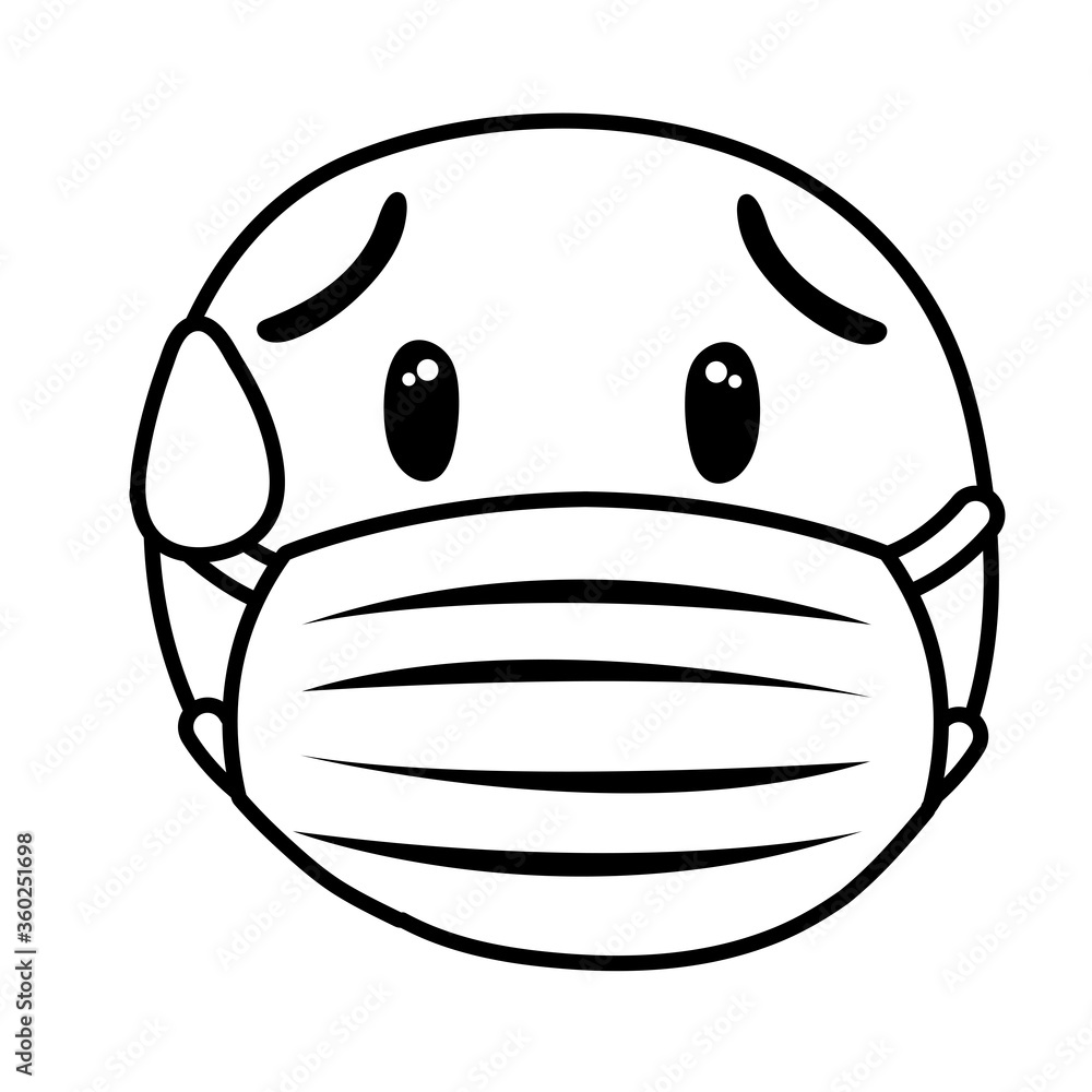 emoji wearing medical mask sweating line style emoji wearing medical mask sweating line style