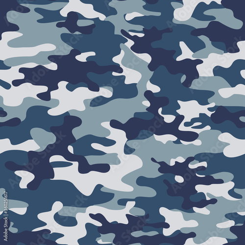  Blue military camouflage pattern seamless stylish for printing clothes, fabrics.