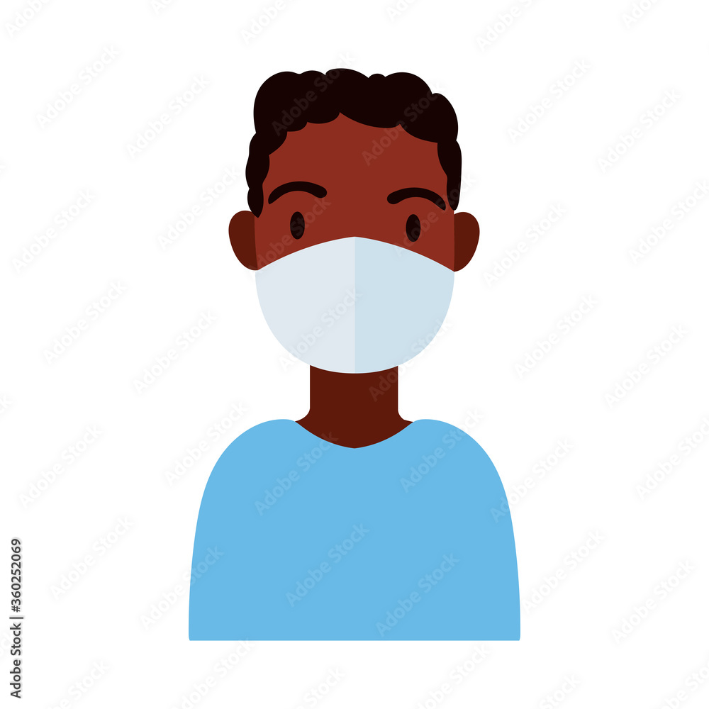 afro man wearing medical mask flat style afro man wearing medical mask flat style