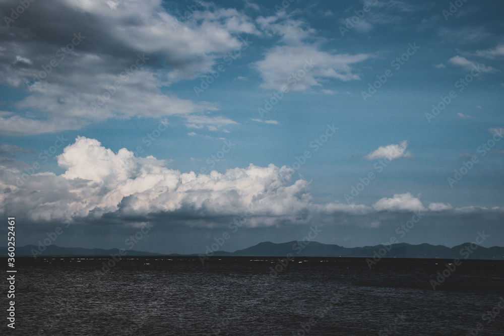 Dark cinematic stormy weather over the sea