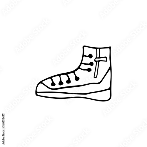 Doodle camping boots icon in vector. Hand drawn camping boots icon in vector.