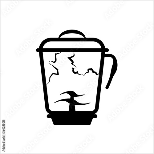 Cracked Broken Blender Mixer Jar Icon, Kitchen Home Electric Appliance